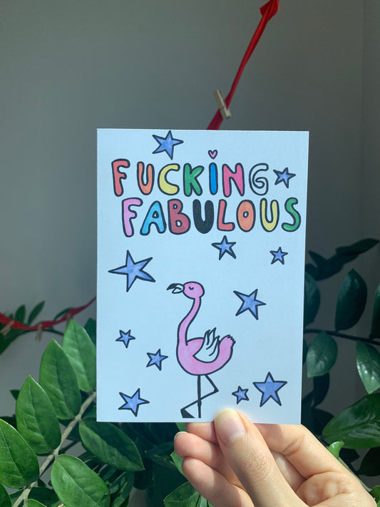 Fucking Fabulous Flamingo - Greeting Card