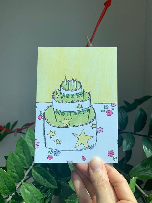 Happy Birthday-Whole Cake - Greeting Card