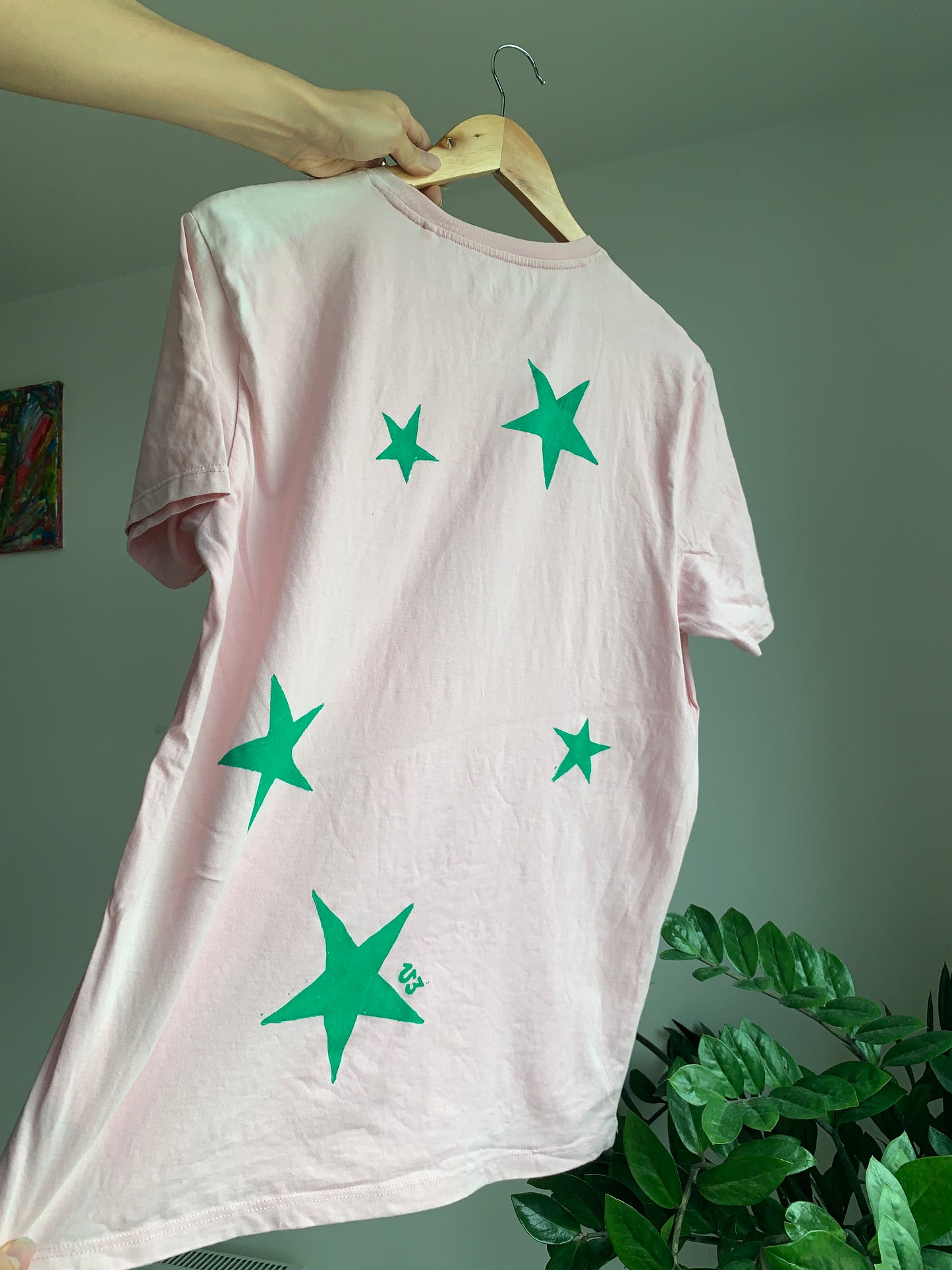 Mamorichan & Stars - Size L/ light pink & green